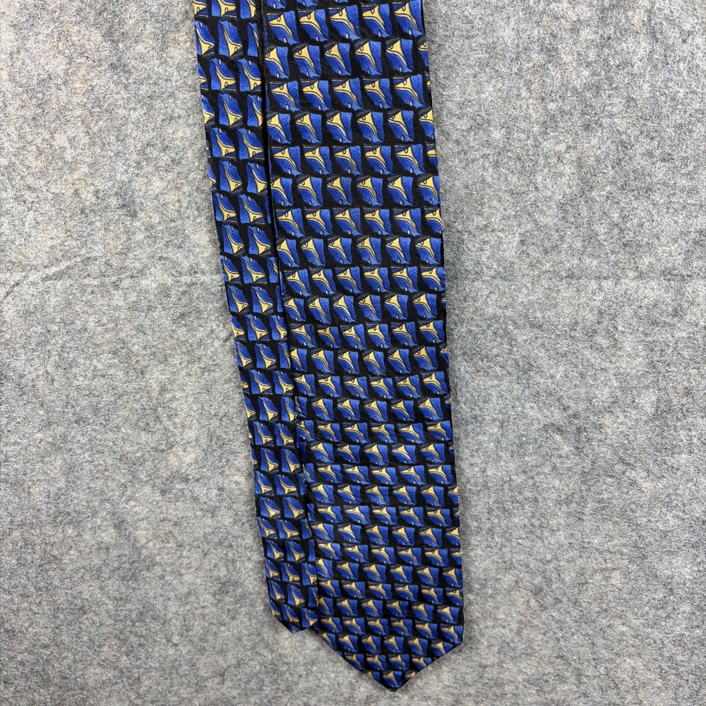 J. Garcia Silk Tie Blue / Yellow Geometric Art Jerry Garcia Y2K